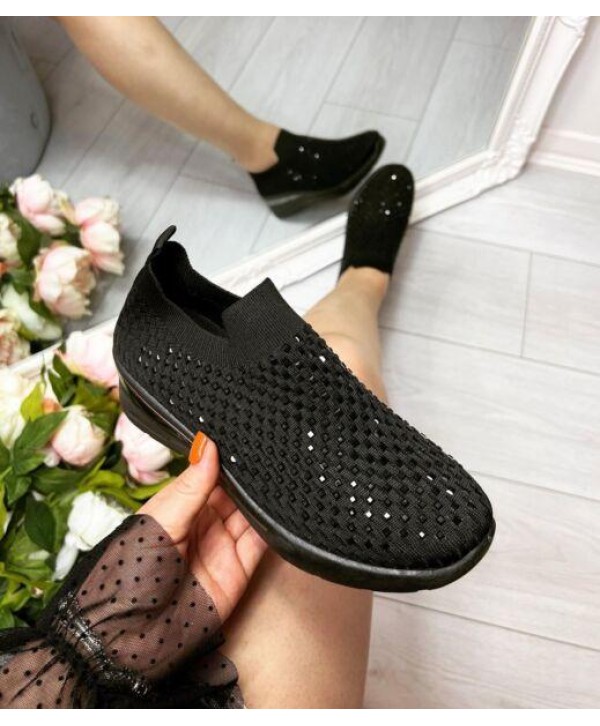 LADIES WOMENS DIAMANTE SOCK WEDGE SNEAKERS CLASSIC JOGGING PUMPS SHOES TRAINERS