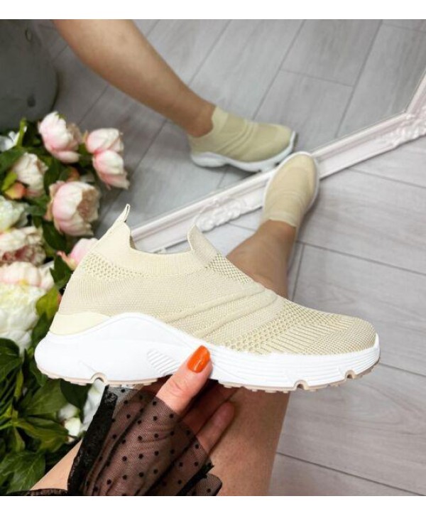 LADIES WOMENS PULL ON SOCK WEDGE SNEAKERS CLASSIC JOGGING PUMPS SHOES TRAINERS