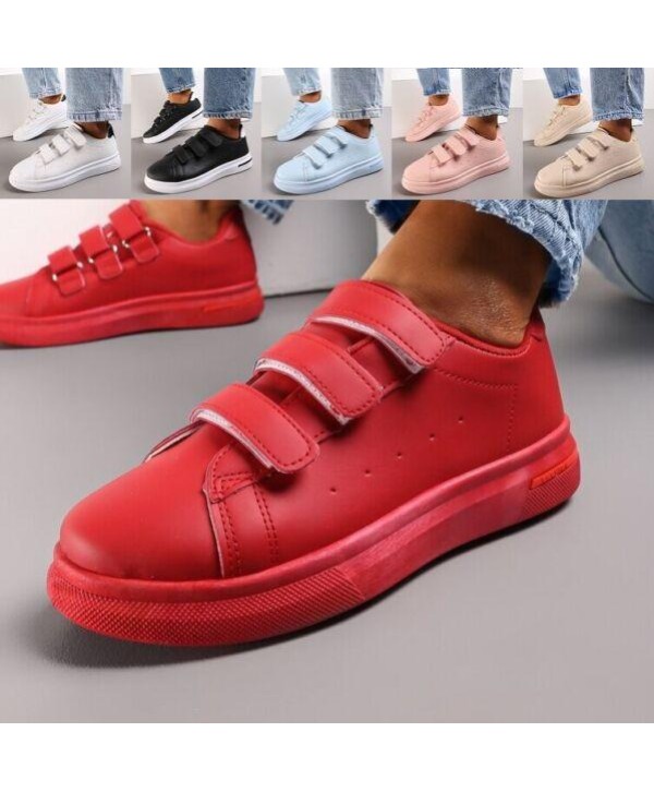 Womens Ladies Trainers Sneakers Water Proof Easy Fastening School Plimsole Shoes