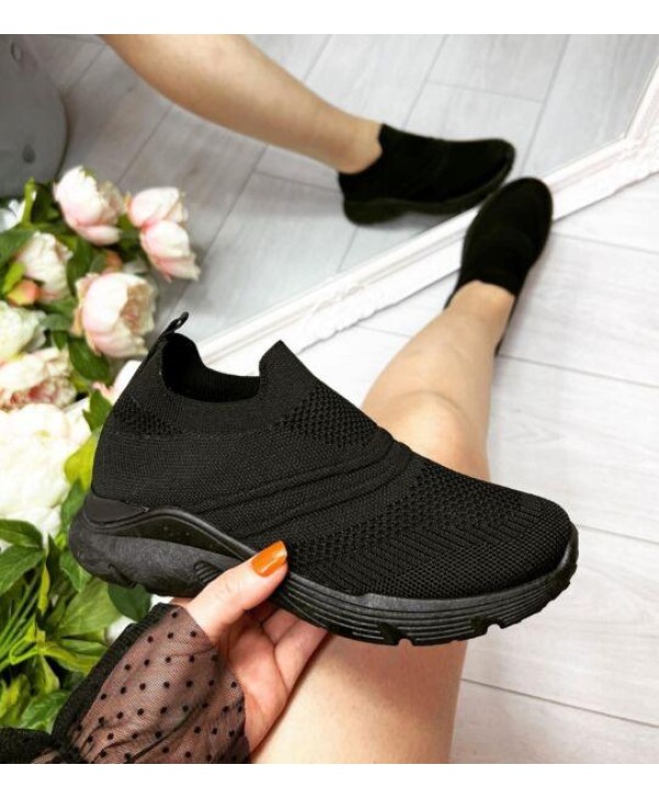 LADIES WOMENS PULL ON SOCK WEDGE SNEAKERS CLASSIC JOGGING PUMPS SHOES TRAINERS