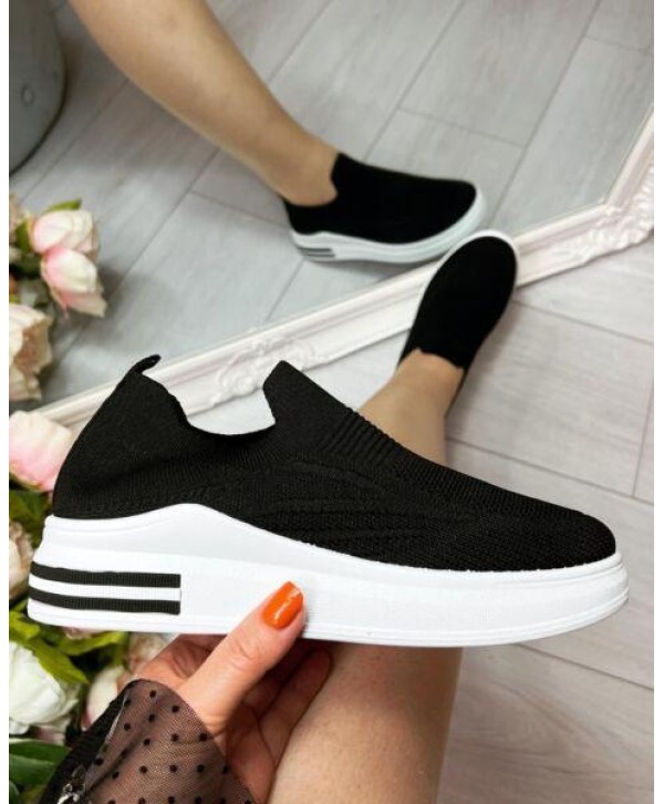 LADIES WOMENS SLIP ON SOCK WEDGE SNEAKERS CLASSIC JOGGING PUMPS SHOES TRAINERS