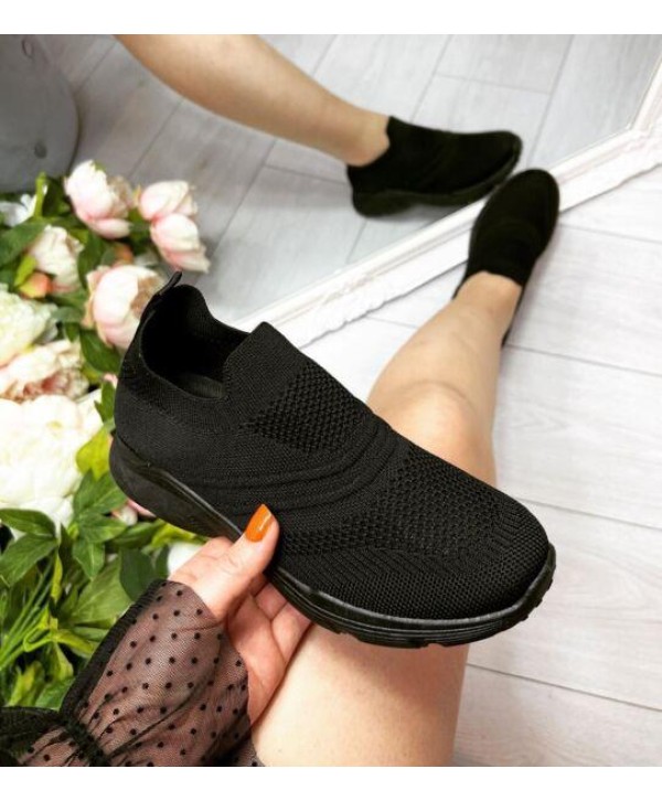 LADIES WOMENS PULL ON SOCK WEDGE SNEAKERS CLASSIC JOGGING PUMPS SHOES TRAINERS