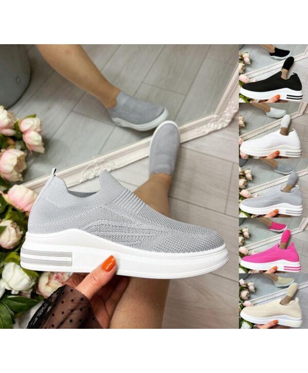 LADIES WOMENS SLIP ON SOCK WEDGE SNEAKERS CLASSIC JOGGING PUMPS SHOES TRAINERS