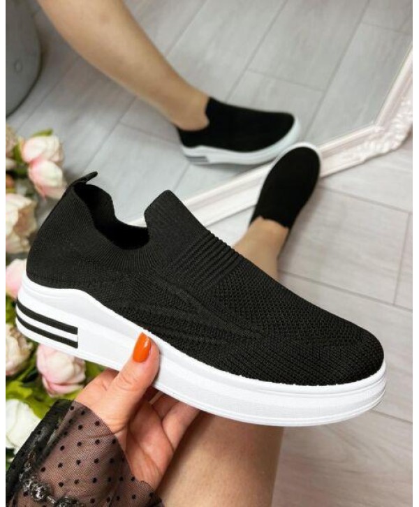 LADIES WOMENS SLIP ON SOCK WEDGE SNEAKERS CLASSIC JOGGING PUMPS SHOES TRAINERS
