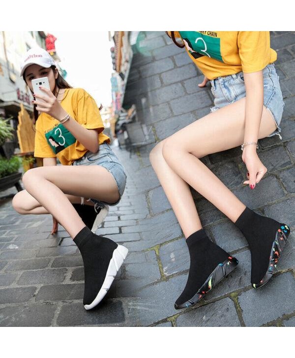 Socks Shoes Sneakers Breathable Casual Elasticity Platform Vulcanize Ankle Boots