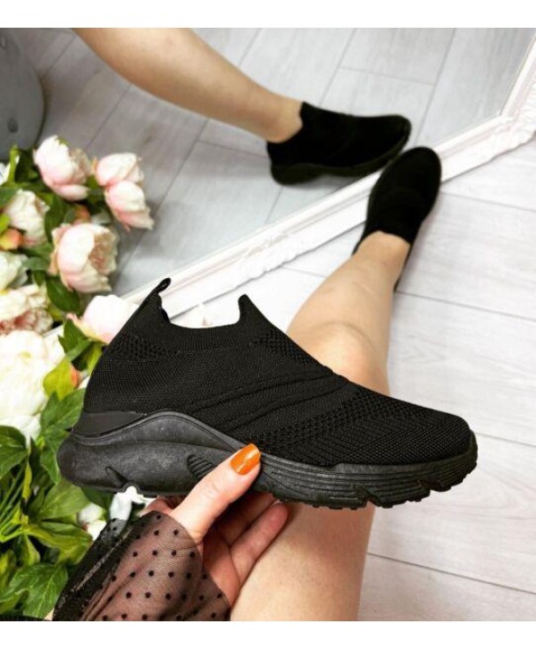 LADIES WOMENS PULL ON SOCK WEDGE SNEAKERS CLASSIC JOGGING PUMPS SHOES TRAINERS
