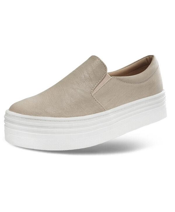 New Women's Casual Simple Slip-On Mid Heels Thick Soles Platform Sneakers Shoes