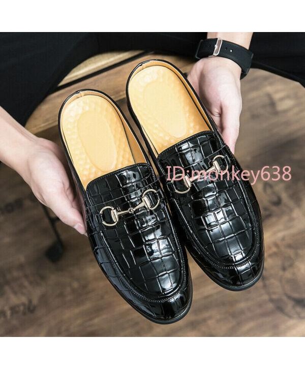 Men Leather Slippers Backless Slip on Mules Tassels Buckle Loafers Shoes 6.5-12