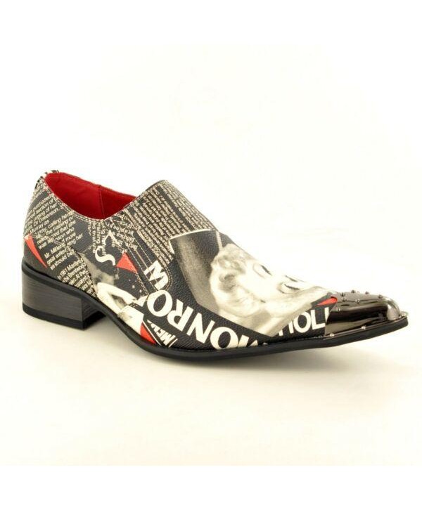 Mens Retro Marilyn Monroe Print Vintage Slip On Shoes Leather Lined UK Size 6-12