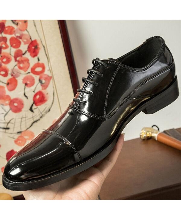 Business Wedding 3cm Heels Lace Up Formal Dress Men's Real Leather Shoes British