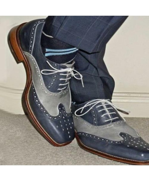 Retro Mens Lace Up Formal British Brogue Oxford Two Tone Classic Dress OL Shoes