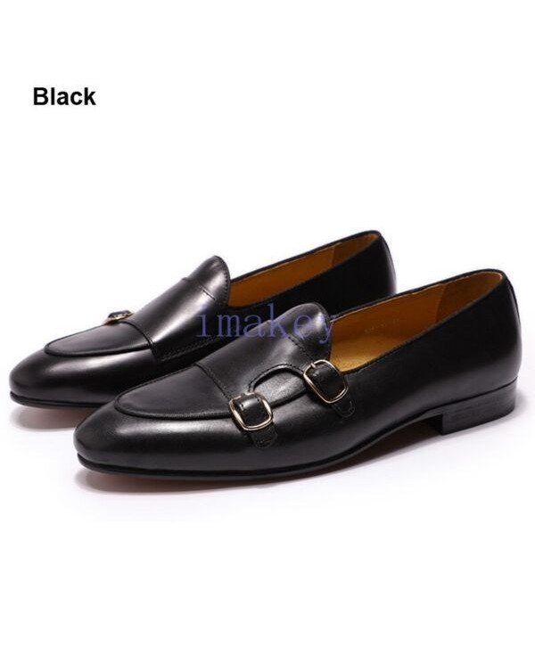 Leather Mens Loafer Shoes Monk Strap Wedding Shoes Party Casual Dress Shoes