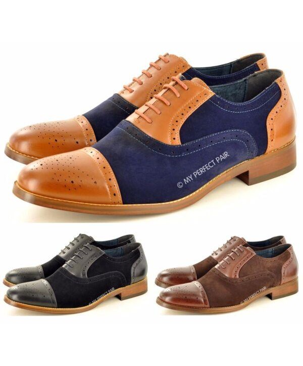 Mens Formal Office Shoes Brogue Leather Lined Lace Up Shoes Size 7 8 9 10 11 12