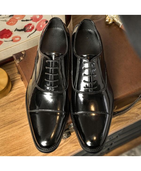 Business Wedding 3cm Heels Lace Up Formal Dress Men's Real Leather Shoes British