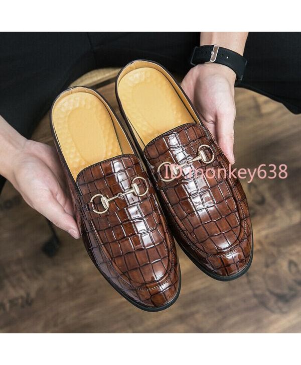 Men Leather Slippers Backless Slip on Mules Tassels Buckle Loafers Shoes 6.5-12