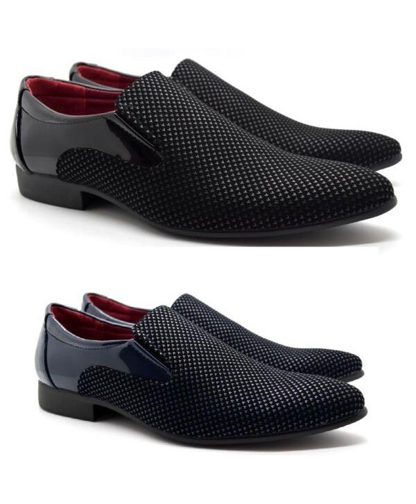 NEW MENS SLIP ON FAUX SUEDE PATENT DRESS PARTY ITALIAN SUIT SHOES UK SIZE 6-12