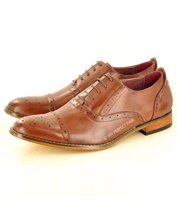 New Men's Brogues Formal Lace Up Office shoes Leather Lined Toe Cap UK Size 7-12