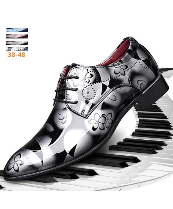 HOT Mens Pointed Toe Shiny Faux Leather Loafers Shoes Party Evening Dress Shoes