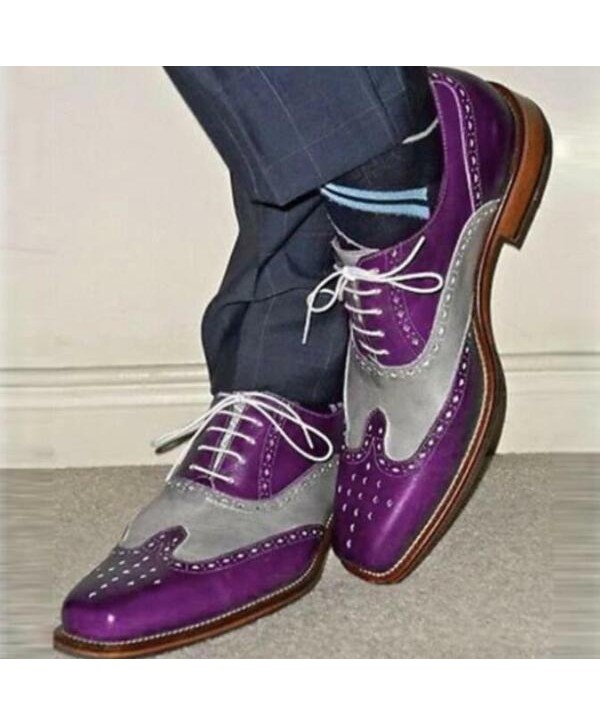 Retro Mens Lace Up Formal British Brogue Oxford Two Tone Classic Dress OL Shoes