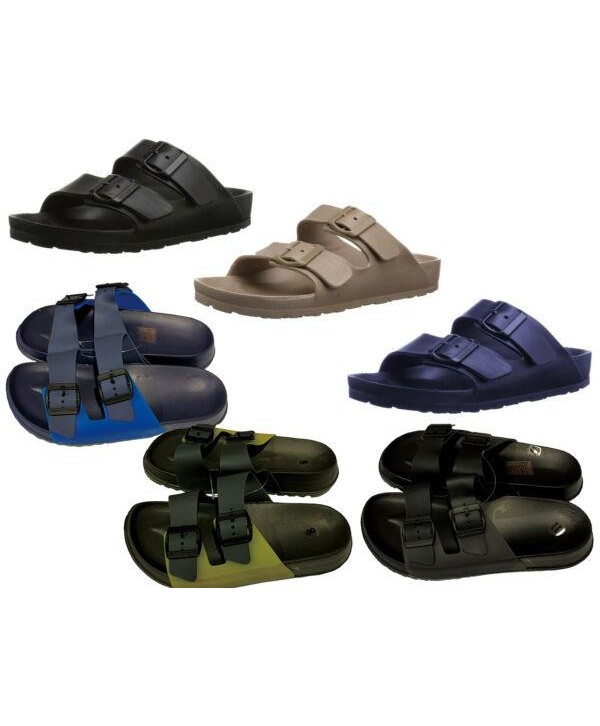 Mens Double Strap Buckle Slide Soft Footbed Sandal Beach Shower Pool 7-12.5