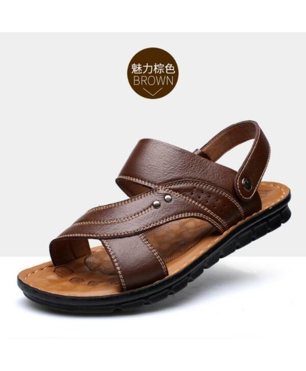 Men Genuine Leather Sandals Summer Casual Sports Beach Shoes Soft Home Slippers#