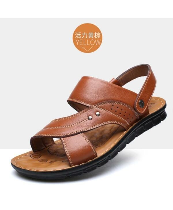 Men Genuine Leather Sandals Summer Casual Sports Beach Shoes Soft Home Slippers#