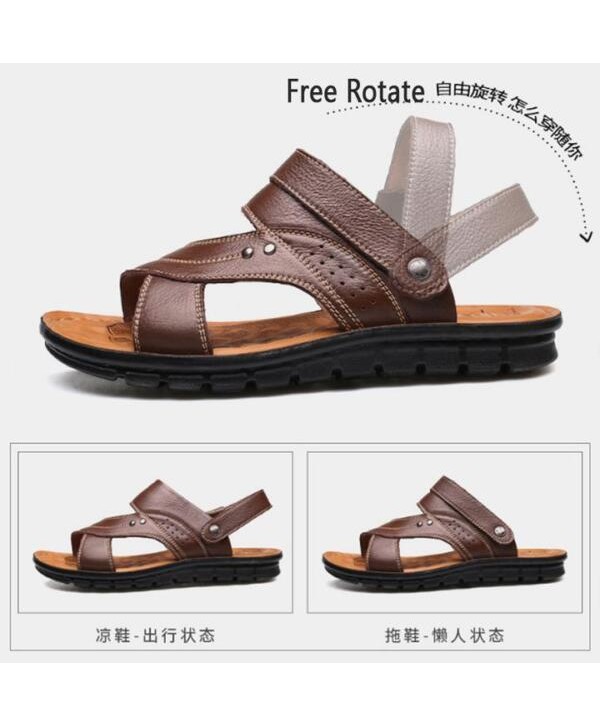 Men Genuine Leather Sandals Summer Casual Sports Beach Shoes Soft Home Slippers#