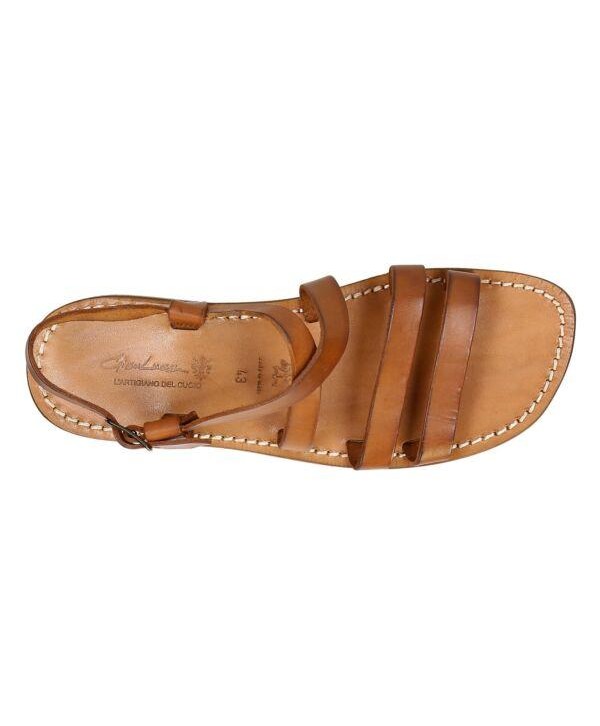 Handmade in Italy franciscan men's strappy sandals in tan veritable leather