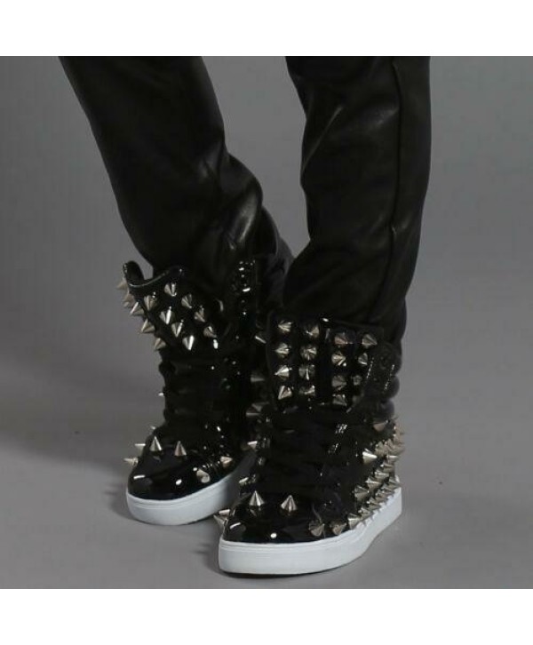 Hip Hop Mens Sneakers Spikes Rivets Nightclub Street Dance Fashion Shows Shoes 
