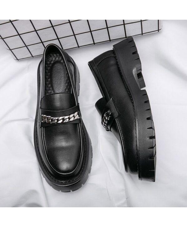 Leather Shoes Men's Loafers Slip-on Thick Sole Shoes Men's Wedding Shoes