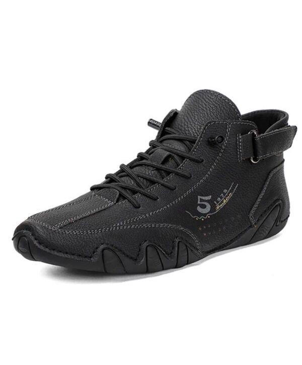 Handmade Men's Casual Leather Ankle Boots Outdoor Breathable Lace-up Sneakers