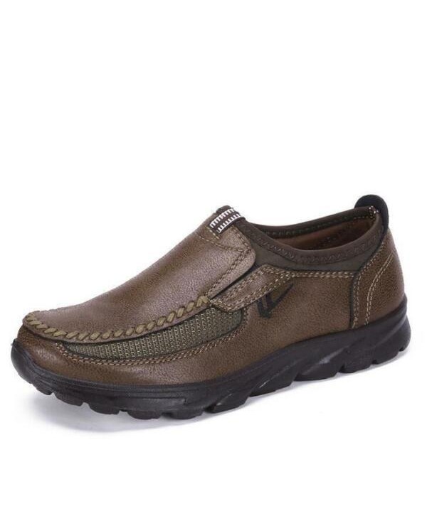 MENS FAUX LEATHER SLIP ON WIDE FIT CASUAL SMART WALKING WORK SHOES Casual Shoes