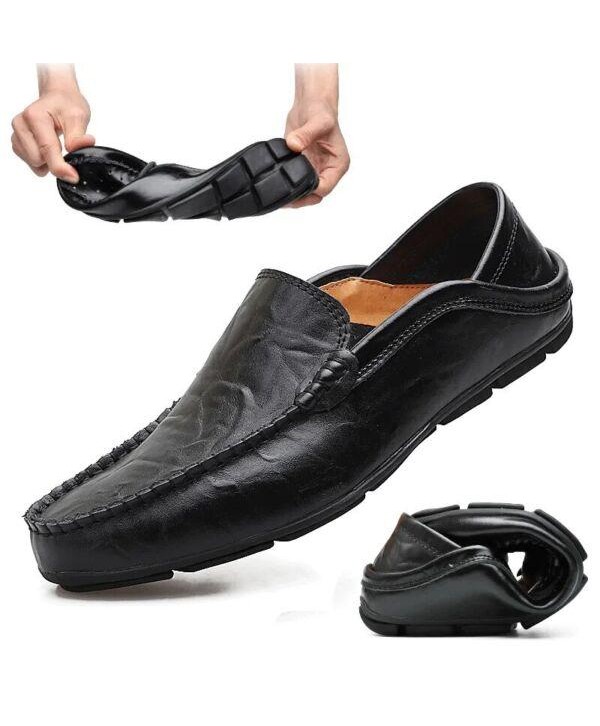 Men Casual Shoes Genuine Leather Loafers Moccasins Breathable Slip on Boat Shoes