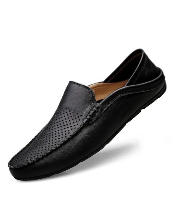 Men Casual Shoes Genuine Leather Loafers Moccasins Breathable Slip on Boat Shoes