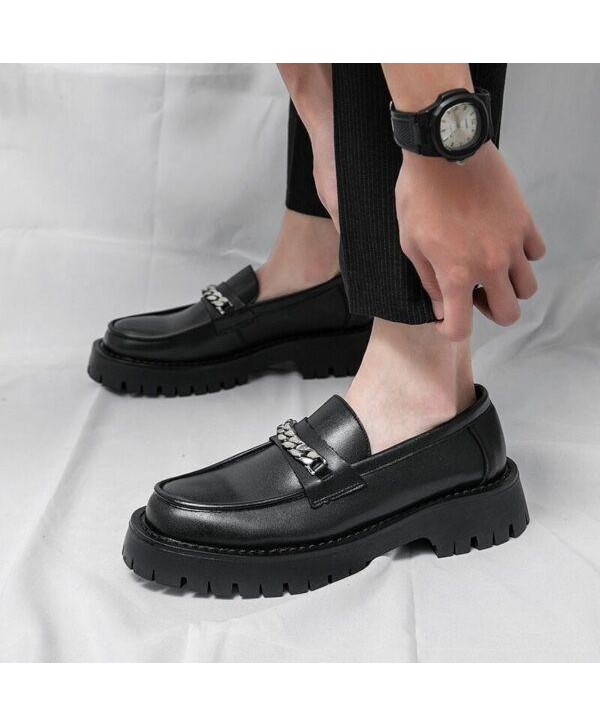 Leather Shoes Men's Loafers Slip-on Thick Sole Shoes Men's Wedding Shoes
