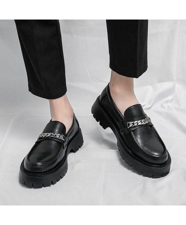 Leather Shoes Men's Loafers Slip-on Thick Sole Shoes Men's Wedding Shoes