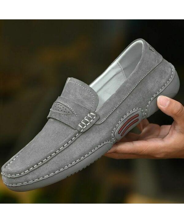 Mens Loafers Cow Suede Leather Men Shoes Slip On Shoes Men Flat Driving Shoes