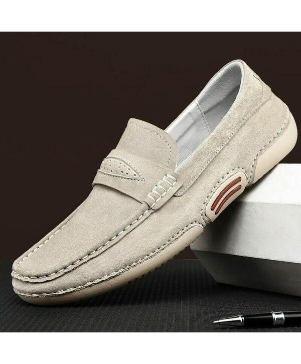 Mens Loafers Cow Suede Leather Men Shoes Slip On Shoes Men Flat Driving Shoes