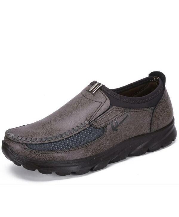 MENS FAUX LEATHER SLIP ON WIDE FIT CASUAL SMART WALKING WORK SHOES Casual Shoes