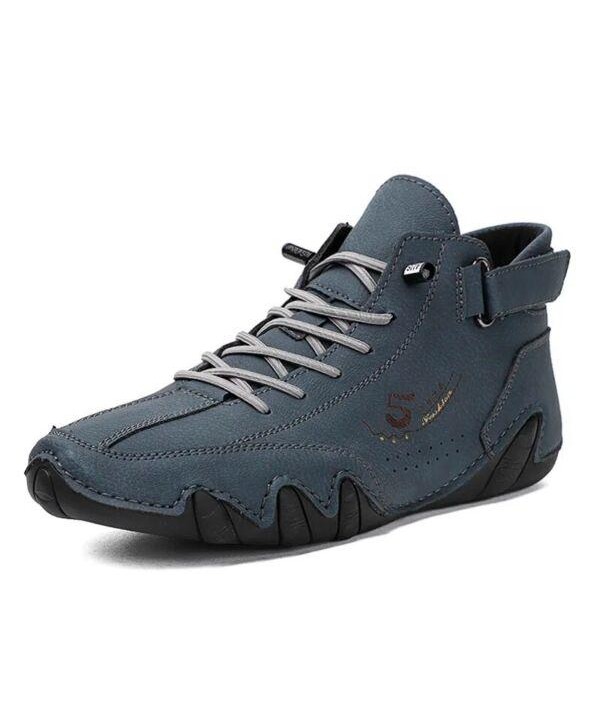 Handmade Men's Casual Leather Ankle Boots Outdoor Breathable Lace-up Sneakers