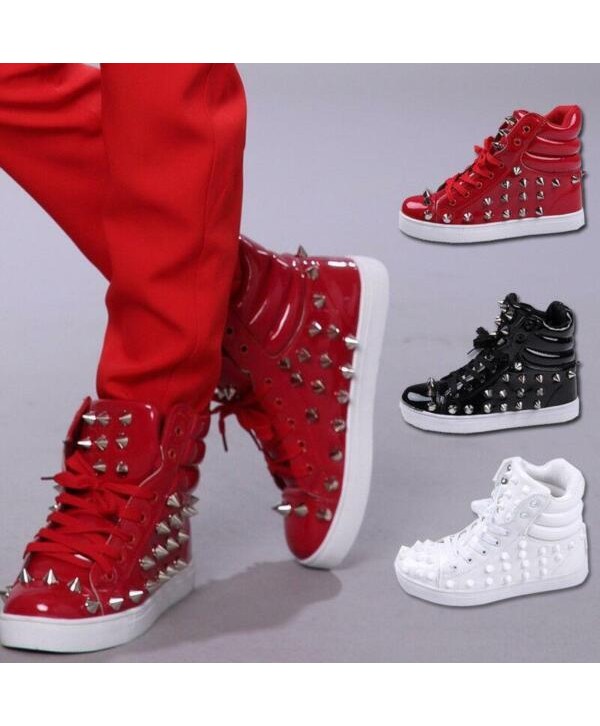 Hip Hop Mens Sneakers Spikes Rivets Nightclub Street Dance Fashion Shows Shoes 