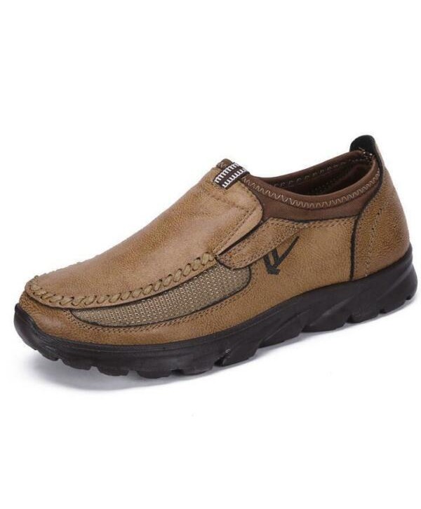 MENS FAUX LEATHER SLIP ON WIDE FIT CASUAL SMART WALKING WORK SHOES Casual Shoes