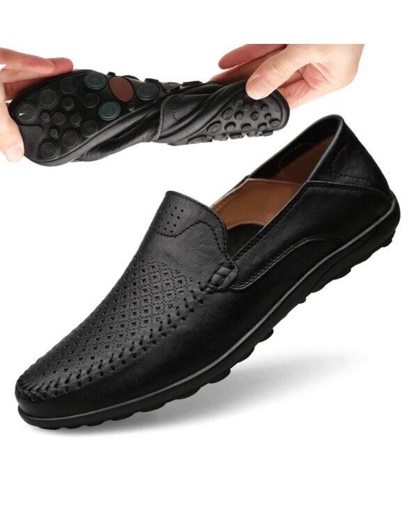 Men Casual Shoes Genuine Leather Breathable Loafers Moccasins Slip on Boat Shoes