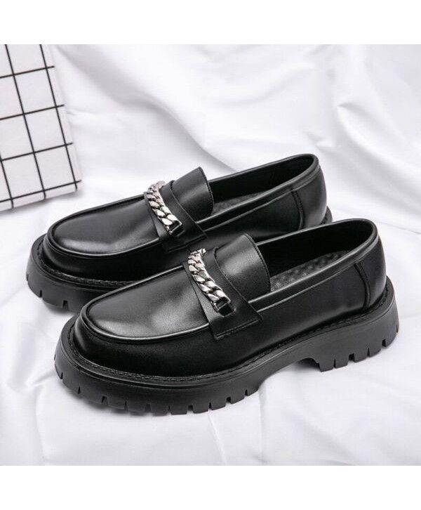 Leather Shoes Men's Loafers Slip-on Thick Sole Shoes Men's Wedding Shoes