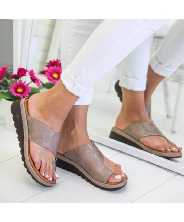 Summer Women Comfy Platform Sandals Shoes Faux Leather With Bunion Corrector
