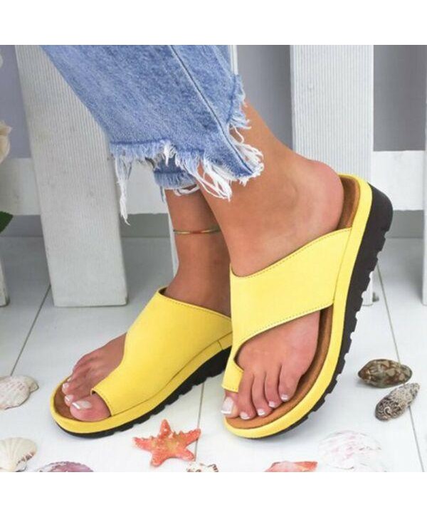 Summer Women Comfy Platform Sandals Shoes Faux Leather With Bunion Corrector