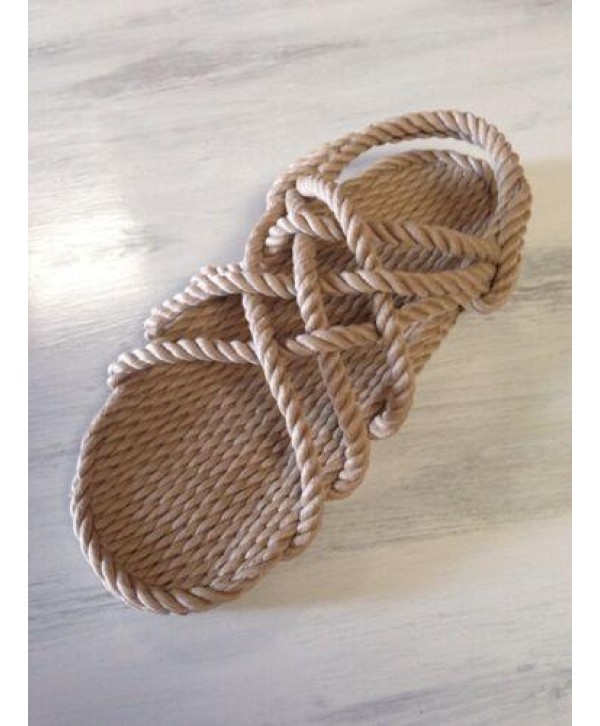 Rope Sandals Women's Size 7  Beige  Medium Width.    Vegan