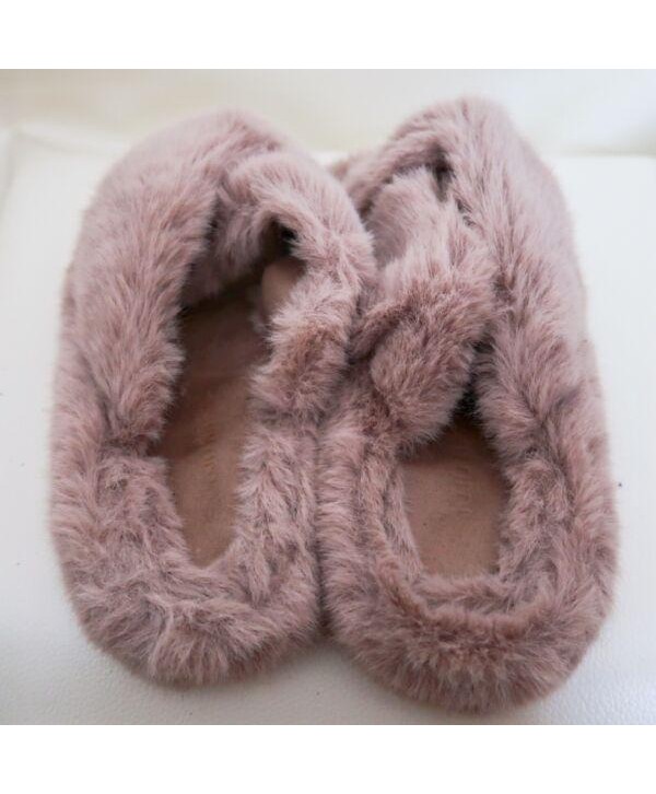 Khaki Rabbit Fur Cross Strap Outdoor Slides-US7.5