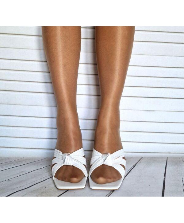 Mules Sandals Shoes Ladies Mid Heel Block Open Toe Womens Slip On Summer Sizes