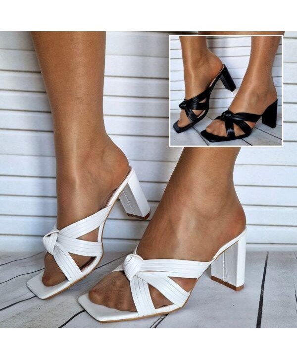 Mules Sandals Shoes Ladies Mid Heel Block Open Toe Womens Slip On Summer Sizes